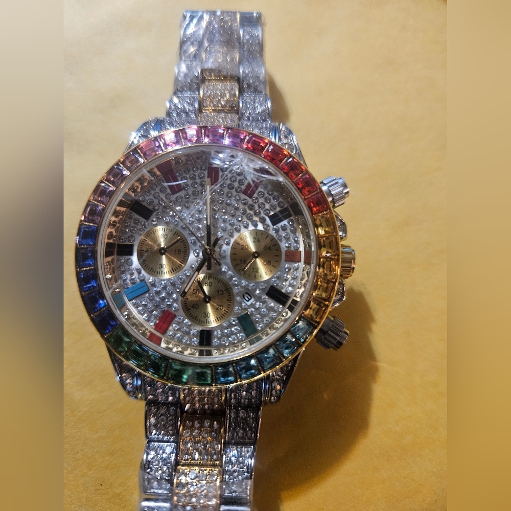 New Men's Multi color Stone Fashion Watch